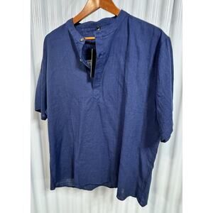 LucMatton NWT Blue 3 Button Short Sleeve Relaxed Fit Men’s XL